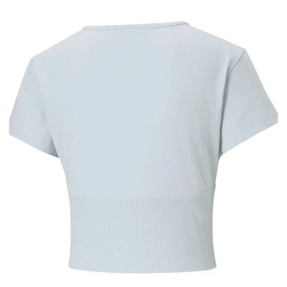 Puma Women's Classic Structured Crop Basic T-shirt Blue Size M - Picture 3 of 11